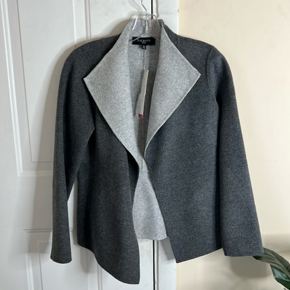 Talbots Double-Face Wing Collar Open Front Wool Jacket Size SP NWT - Picture 7 of 15